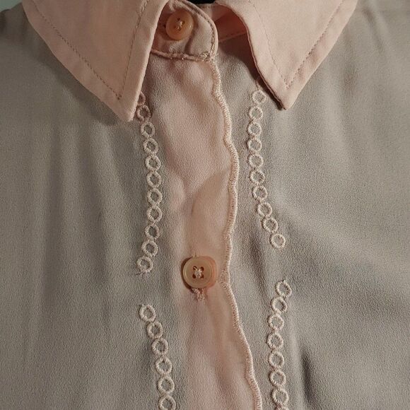 Banana Republic Sheer Peach Sleeveless Button-up Top Size M - Picture 4 of 8